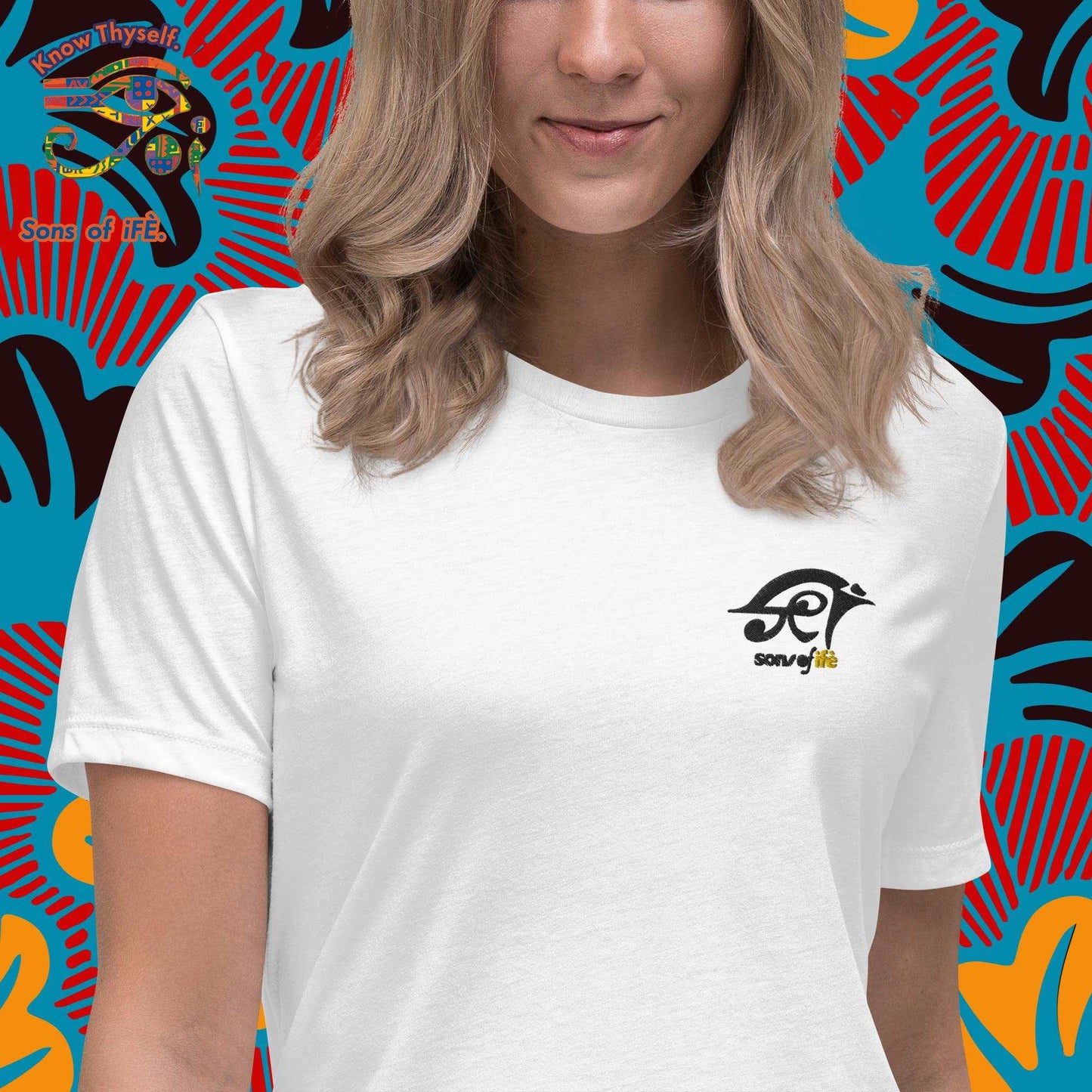 OLO - Goddess T-Shirt - Unique Handmade Oneline art with OLOKUN face - Santeria, Lukumi, Isese