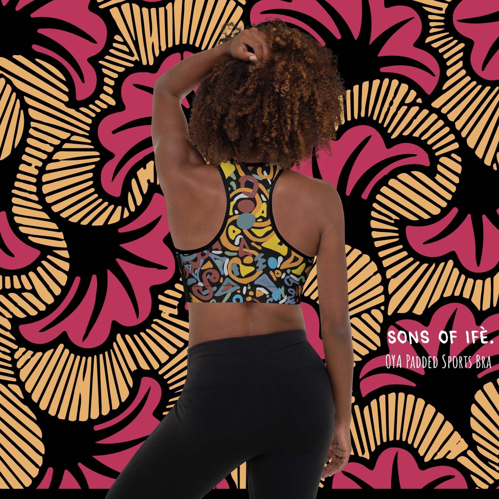 OYA x Ancient - Padded Sports Bra - African Handmade Art with Ankara WAX prints - Coachella, Halloween, Conscious Summer Essentials