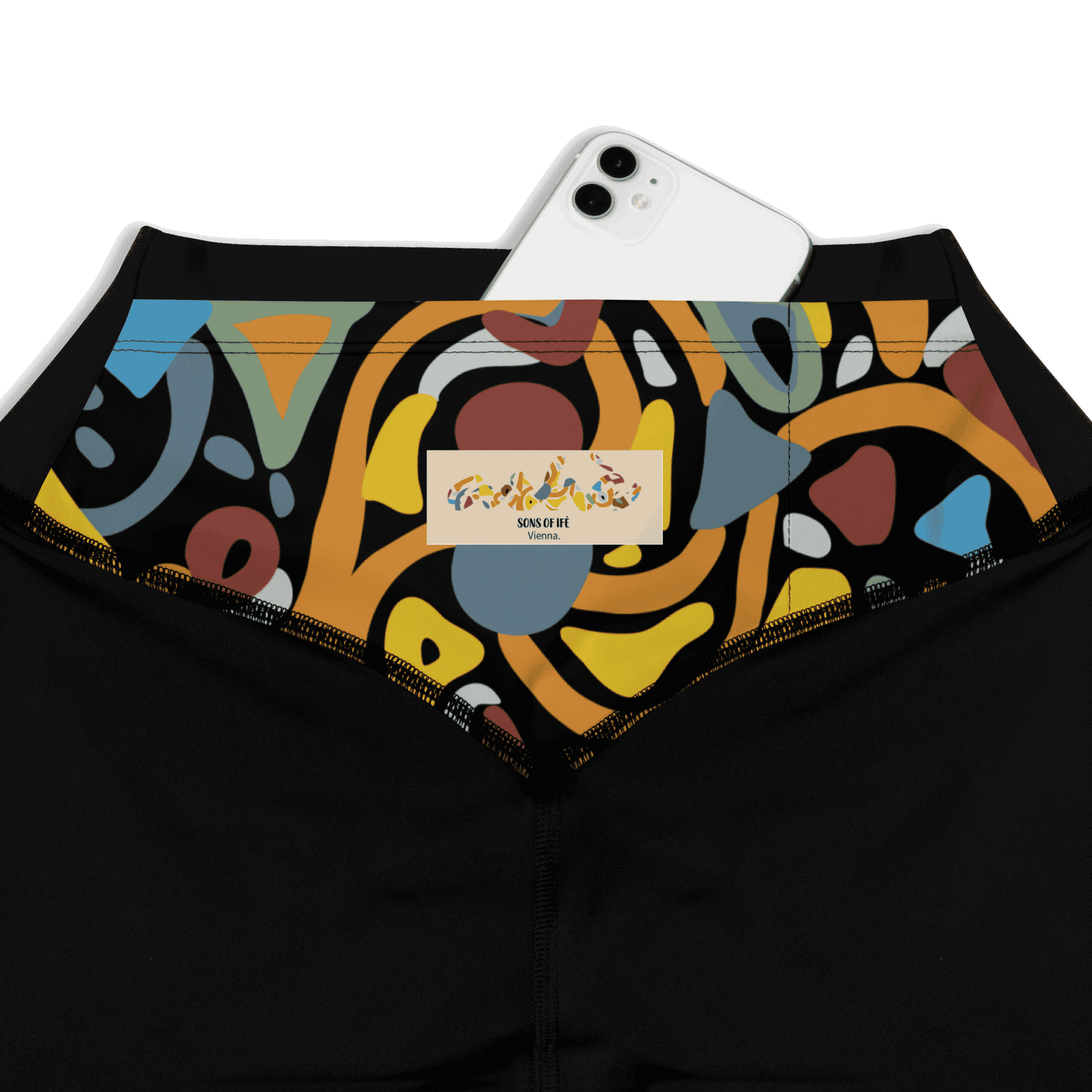 DONNA x Ancient - Black Sports Leggings - Unique Handmade Art with Unique designs prints - Coachella, Afro Nation, Festivals, Workout Summer Essentials