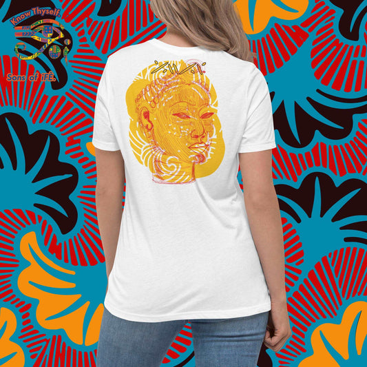 OLO - Goddess T-Shirt - Unique Handmade Oneline art with OLOKUN face - Santeria, Lukumi, Isese